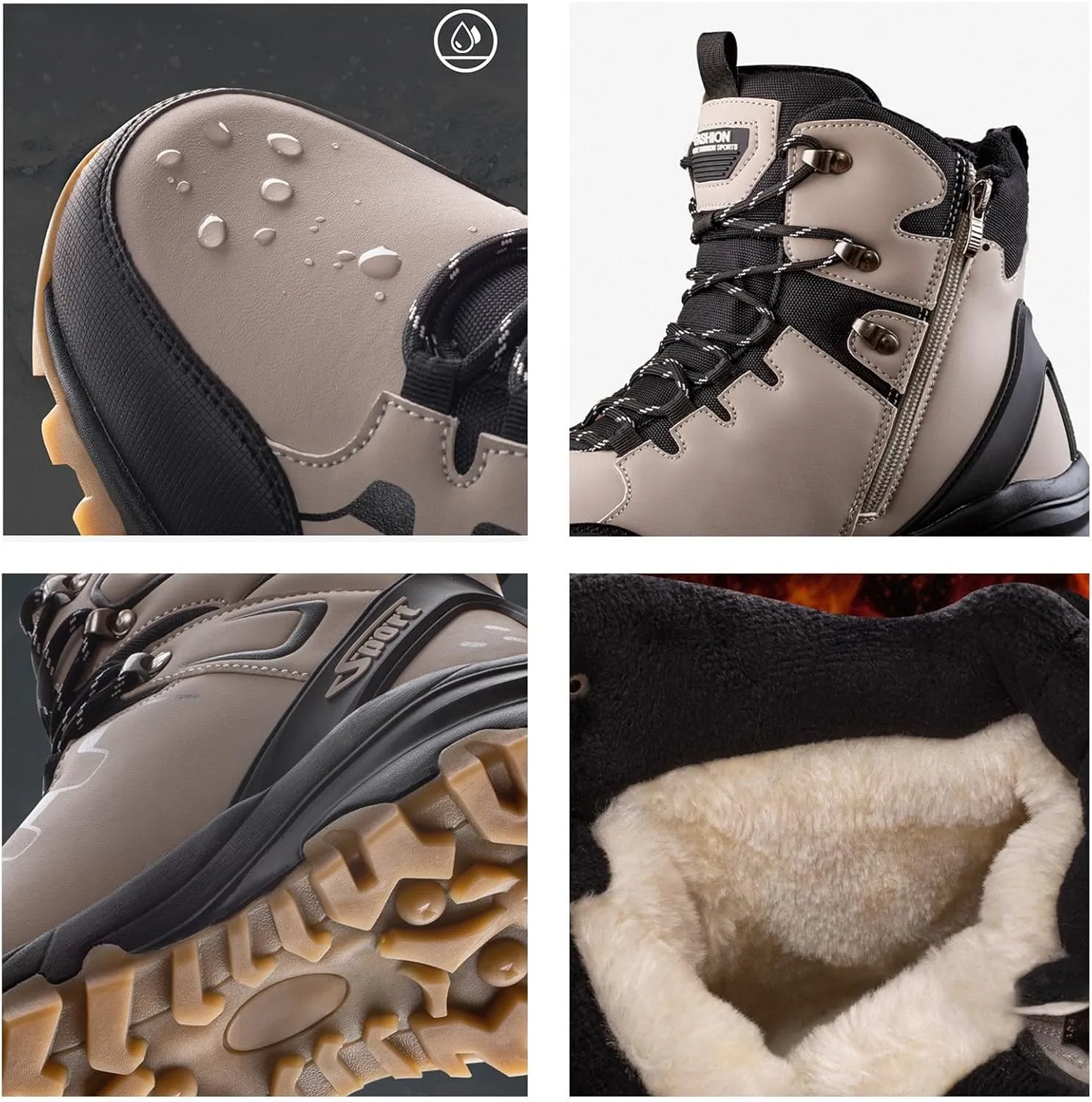 Waterproof Winter Boots,Fashion Breathable High Top Winter Hiking Boots Men,Lightweight Comfortable Cold-Weather Warm Mens Snow Boots,Rubber Sole
