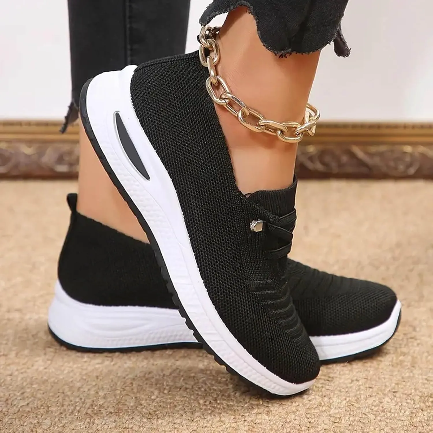 Women Comfy Orthopedic Walking Shoes, 2025 New Wide Width Orthopedic Shoes Non Slip Lightweight Breathable Slip On Arch Support Non-Slip Diabetic Sneakers