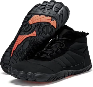 Womens Barefoot Boots Winter Non-Slip Mens Hiking Boots Waterproof Non-Slip With Plush Fleece Lining, Wide Toe Shoes