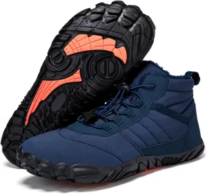 Womens Barefoot Boots Winter Non-Slip Mens Hiking Boots Waterproof Non-Slip With Plush Fleece Lining, Wide Toe Shoes