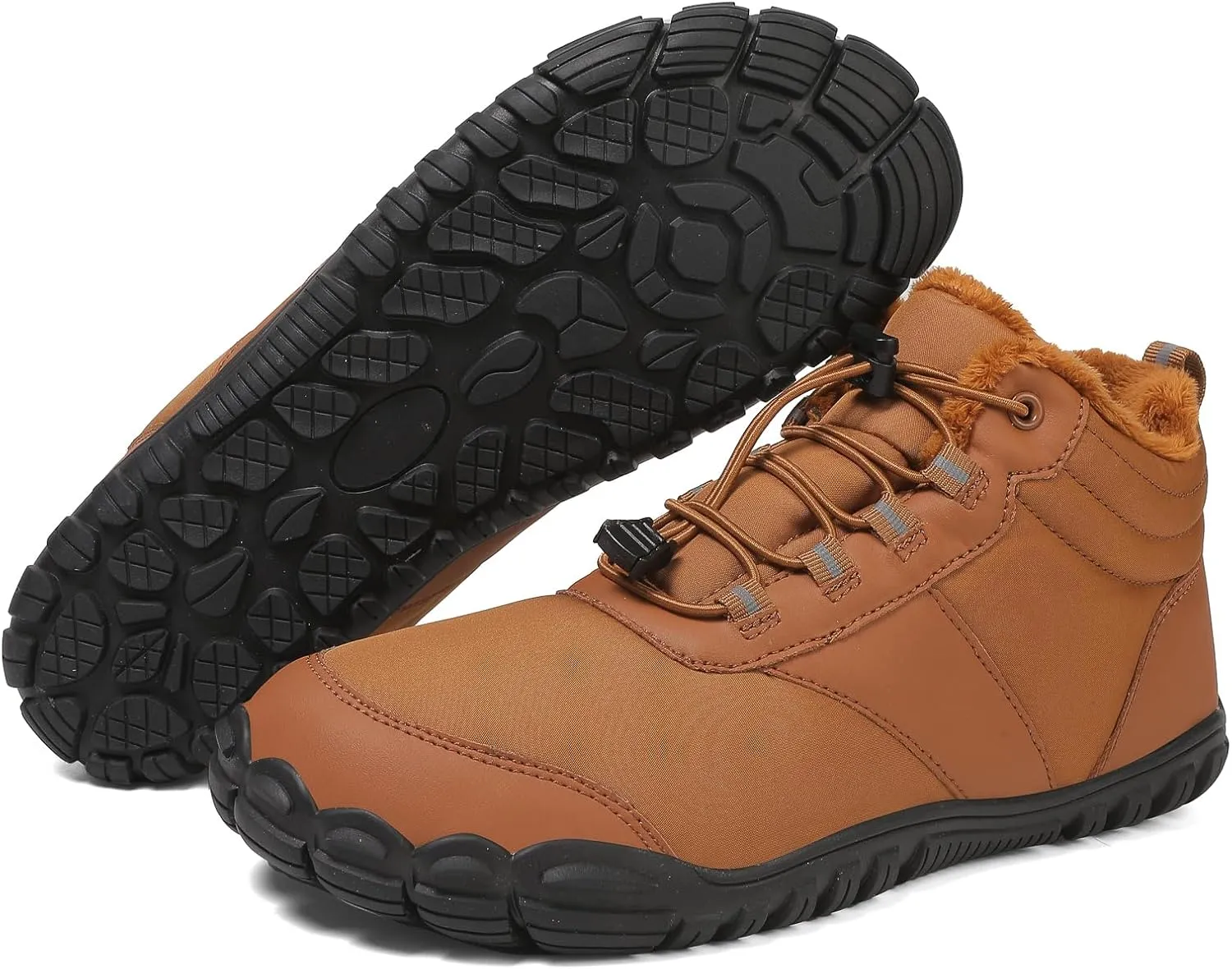 Women's Waterproof Non-Slip Hiking Boots Lightweight Fur Lined Thick Warm Adjustable Slip-On Shoes Wide Toe Box Zero Drop Ankle Booties Rubber Sole Military Work Desert Boots