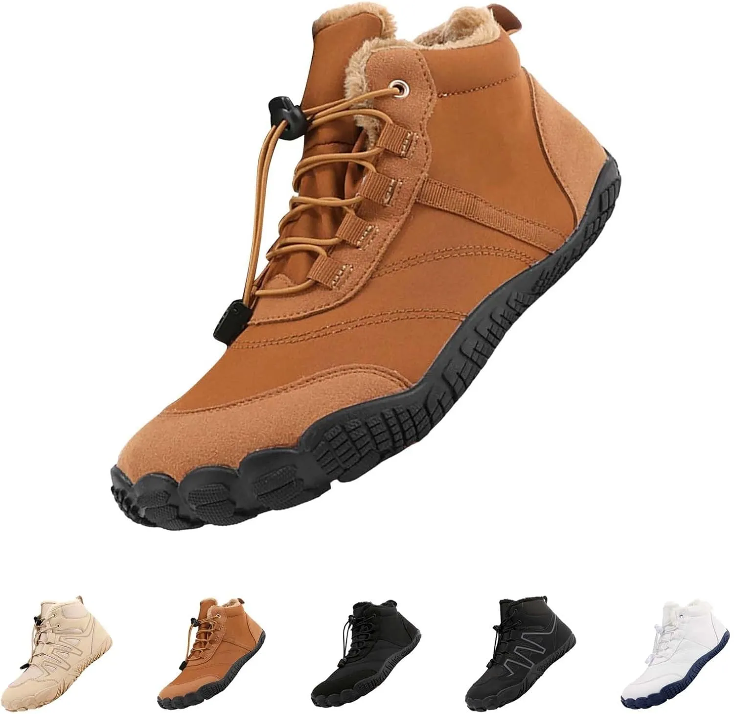 Womens Winter Sport Waterproof Boots Snow Boots Fur Lined Warm Ankle Boots Slip On Fuzzy Hiking Booties